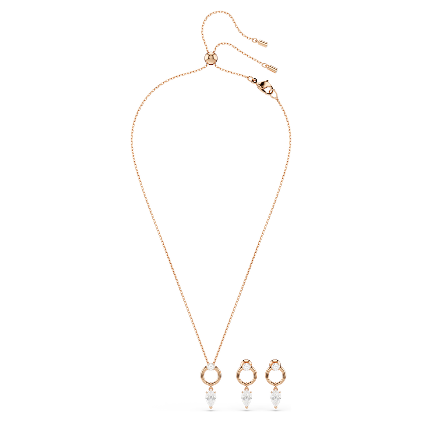 swarovski mesmera set  pear cut  round cut  white  rose gold tone plated