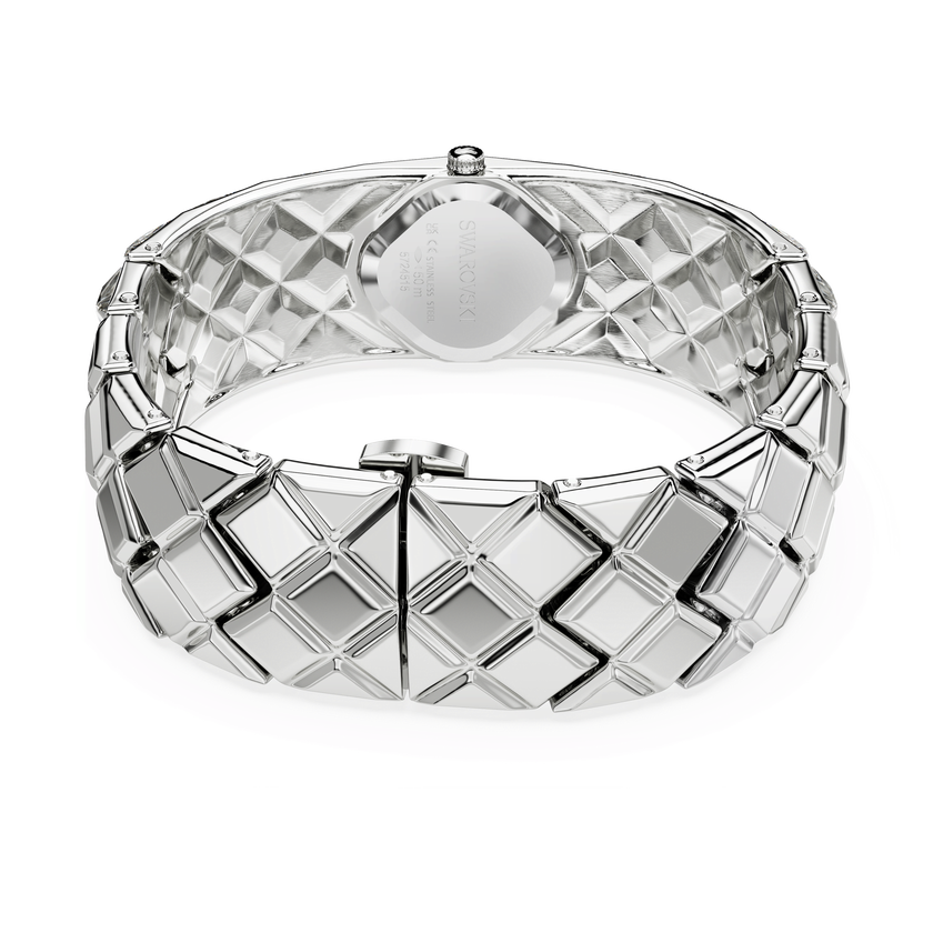 swarovski ساعة curiosa bangle، صناعة سويسرية، سوار كريستال، لون فضي، ستانلس ستيل