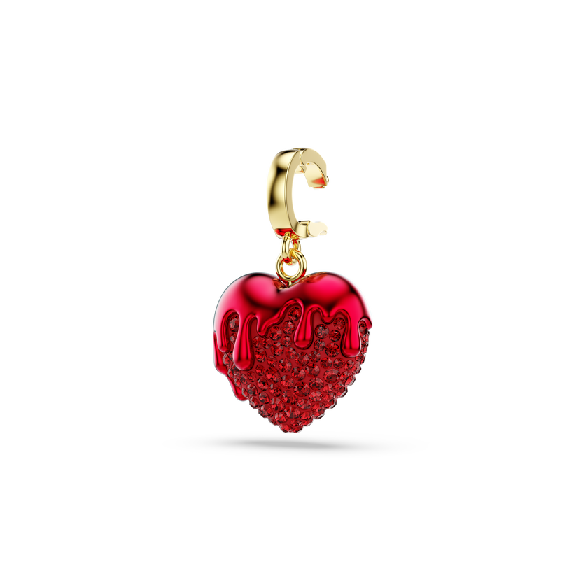 swarovski idyllia charm  round cut  heart  red  gold tone plated