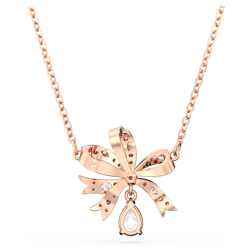 swarovski hyperbola necklace  bow  small  white  rose gold tone plated