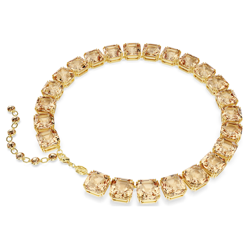swarovski millenia necklace  octagon cut  caramel  18k gold finish