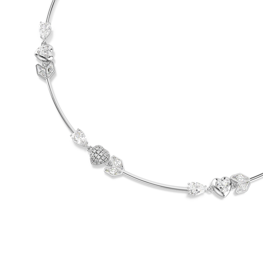 swarovski idyllia necklace  heart with arrow  white  rhodium plated