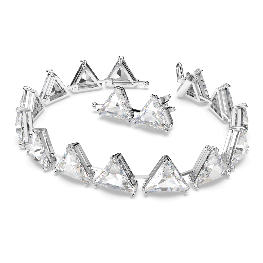 swarovski millenia bracelet  triangle cut crystal  white  rhodium plated