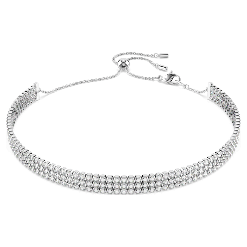 swarovski matrix tennis choker  round cut  white  rhodium plated