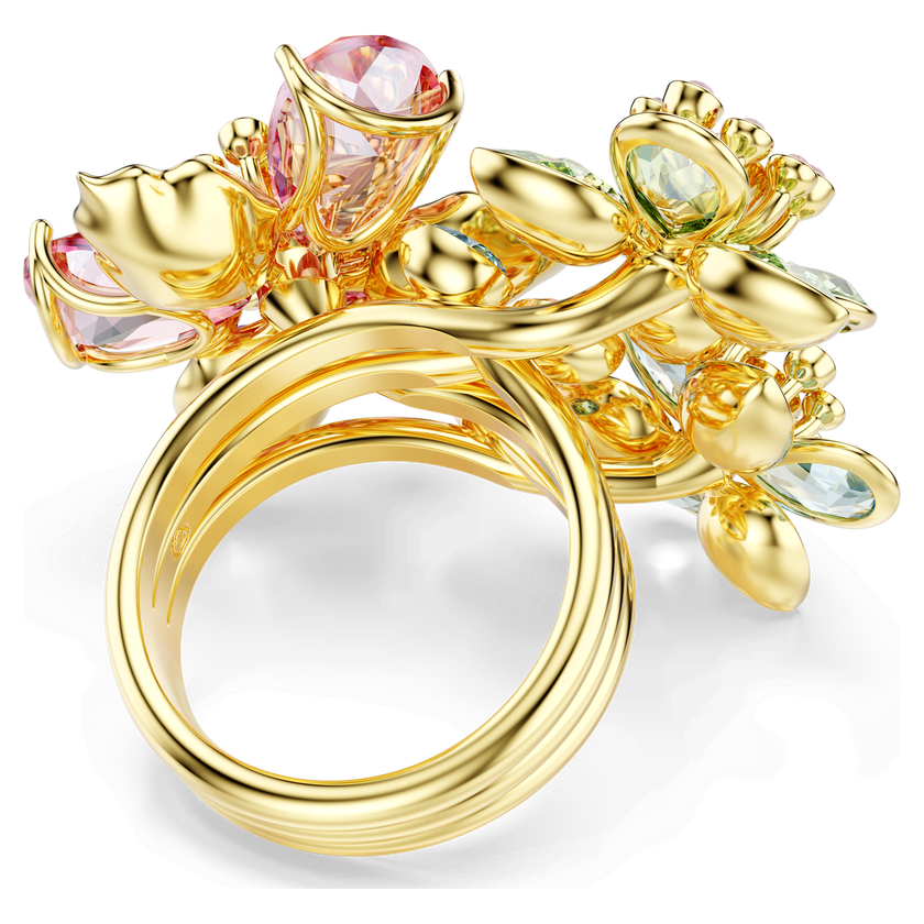 swarovski idyllia ring  mixed cuts  flower  multicolored  gold tone plated