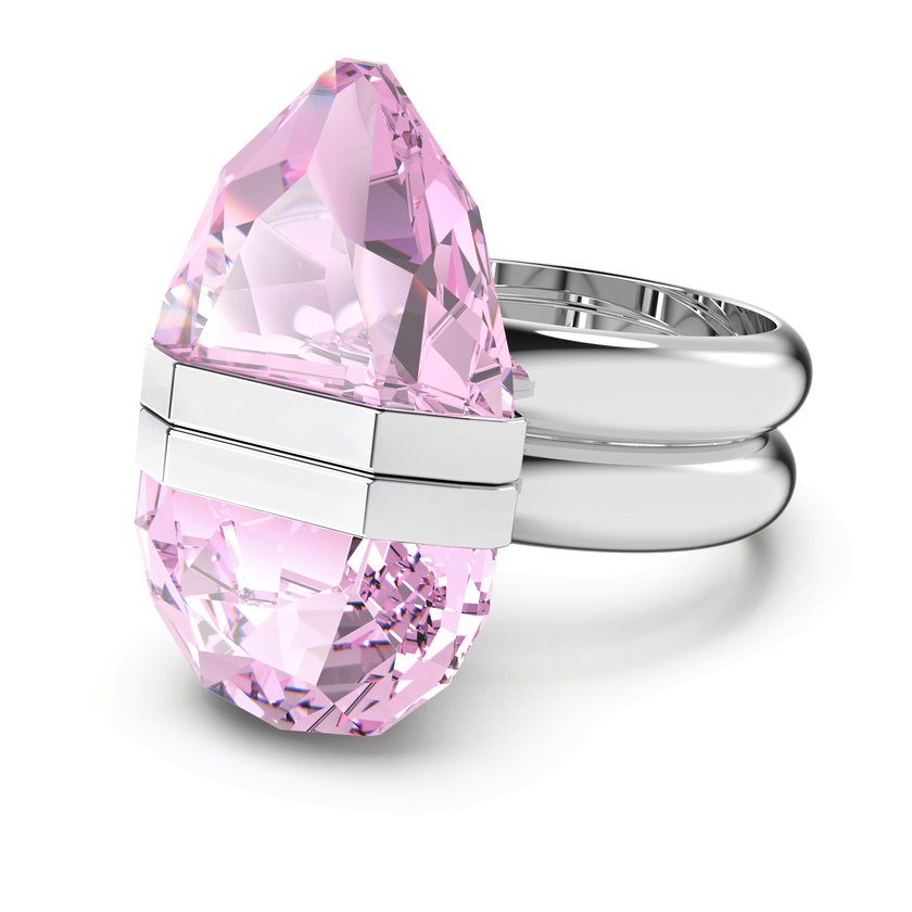 swarovski lucent ring  magnetic  pink  rhodium plated