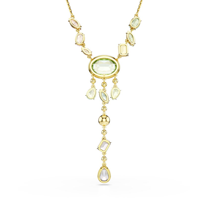 swarovski عقد gema على شكل حرف y، قطع متنوع، ألوان متعددة، لمسة نهائية من الذهب عيار 18 قيراط