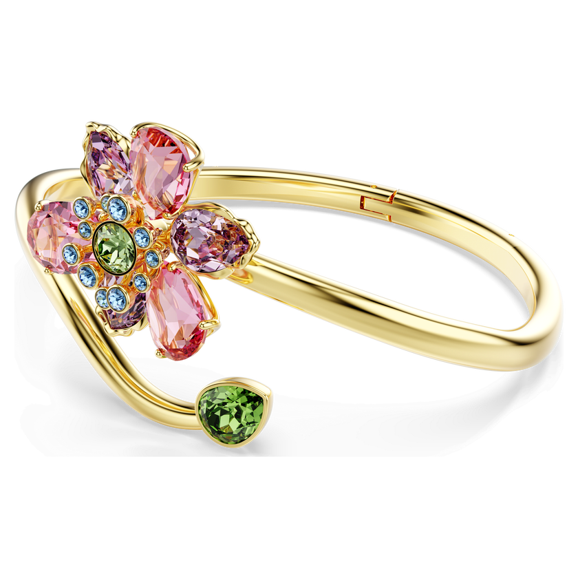 swarovski idyllia bangle  mixed cuts  flower  multicolored  gold tone plated