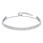 Subtle Double Bracelet, White, Rhodium Plated