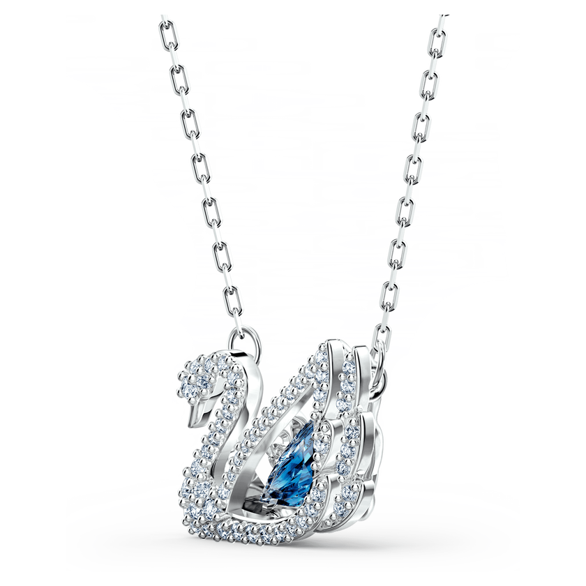 swarovski عقد swan، على شكل بجعة، لون أزرق، طلاء روديوم