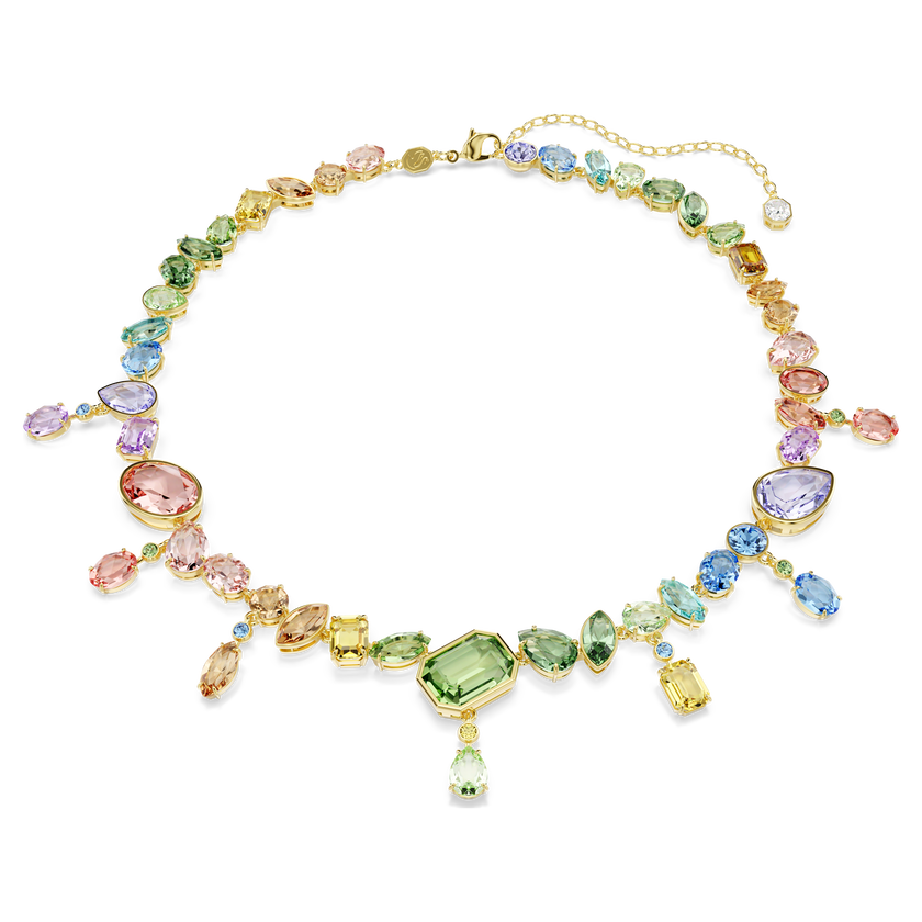 swarovski عقد gema، قطع متنوع، أحجار كريستال متدلية، ألوان متعددة، لمسة نهائية من الذهب عيار 18 قيراط