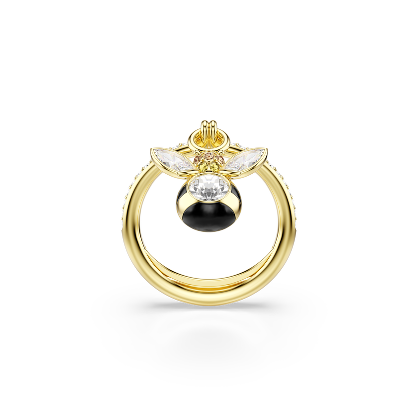 swarovski idyllia motif ring  mixed cuts  bee  multicolored  gold tone plated