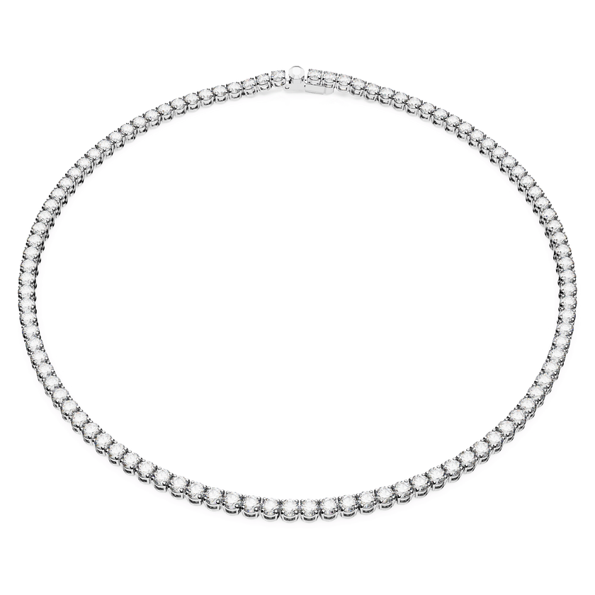 swarovski عقد matrix tennis، قطع مُستدير، لون أبيض، طلاء روديوم