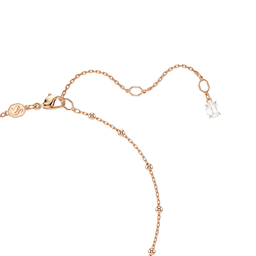 swarovski imber y necklace  round cut  white  18k rose gold finish