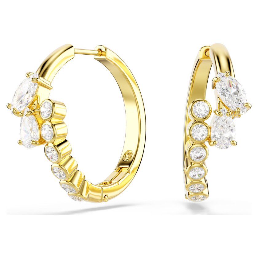 swarovski أقراط حلقية mesmera، قطع متنوع، لون أبيض، لمسة نهائية من الذهب عيار 18 قيراط