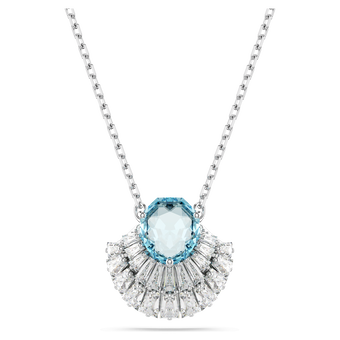 swarovski قلادة idyllia، على شكل صدفة، لون أزرق، طلاء روديوم