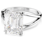 swarovski خاتم كوكتيل stilla، قطع مثمن، لون أبيض، طلاء روديوم