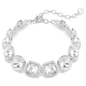 swarovski una angelic bracelet  cushion cut  white  rhodium plated