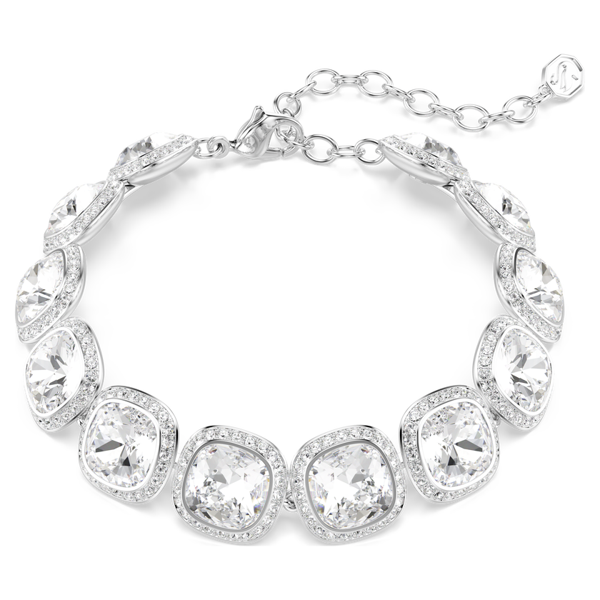 swarovski una angelic bracelet  cushion cut  white  rhodium plated
