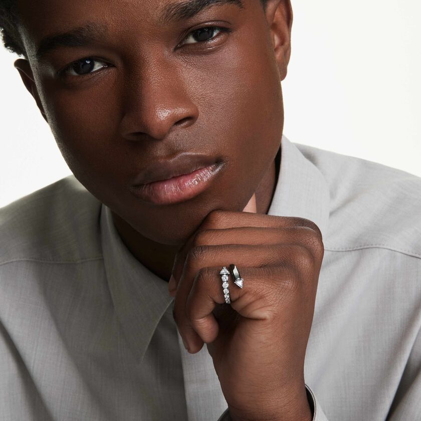 Sublima open ring, Mixed cuts, White, Ruthenium plated swarovski sublima open ring  mixed cuts  white  ruthenium plated