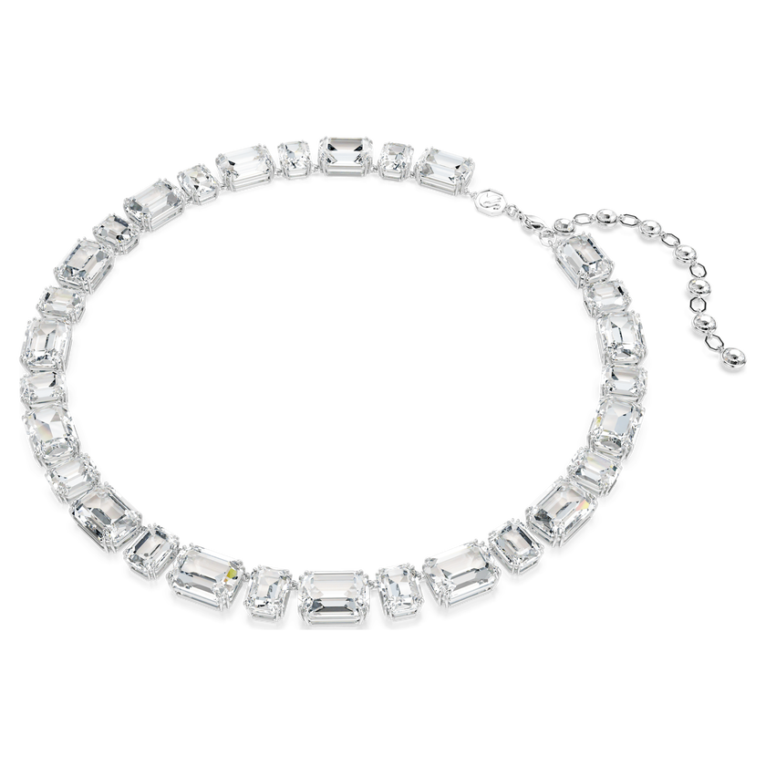 swarovski millenia necklace  octagon cut  white  rhodium plated
