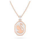 Signum pendant, Swan, White, Rose gold-tone plated