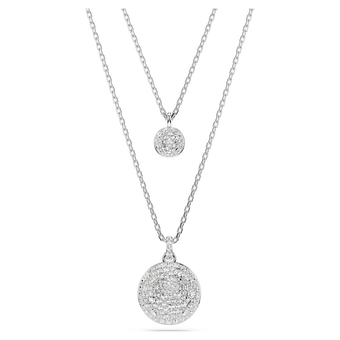 swarovski sublima layered pendant  white  rhodium plated