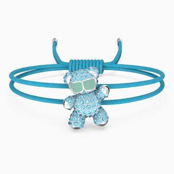Teddy bracelet, Blue, Rhodium plated