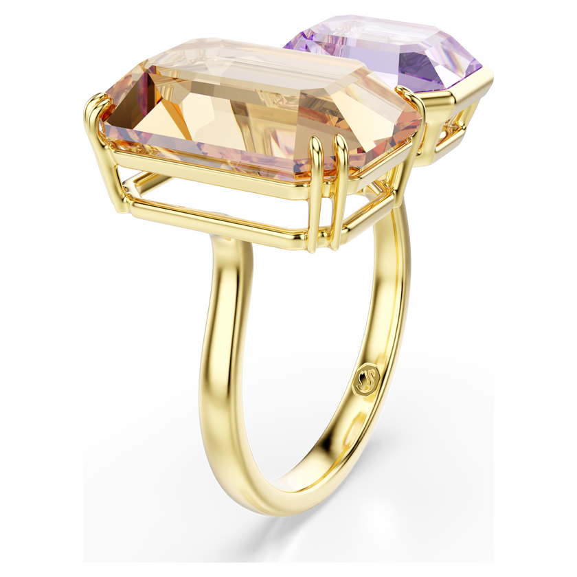 swarovski millenia open ring  octagon cut  multicolored  gold tone plated