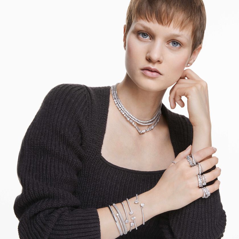 swarovski سوار mesmera، قطع مختلط، لون أبيض، طلاء روديوم