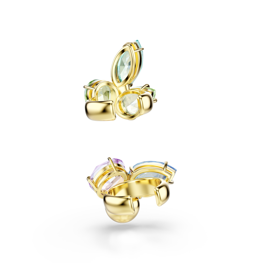 swarovski gema ear cuffs  asymmetrical design  mixed cuts  multicolored  18k gold finish