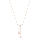 Vintage Y Necklace, White, Rose gold plating