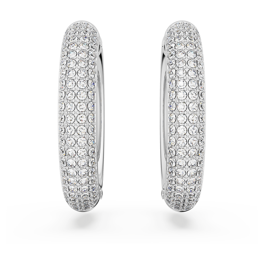 swarovski أقراط dextera حلقية، حجم متوسط، لون أبيض، طلاء روديوم