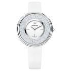 Crystalline Pure Watch, Leather strap, White, Stainless steel