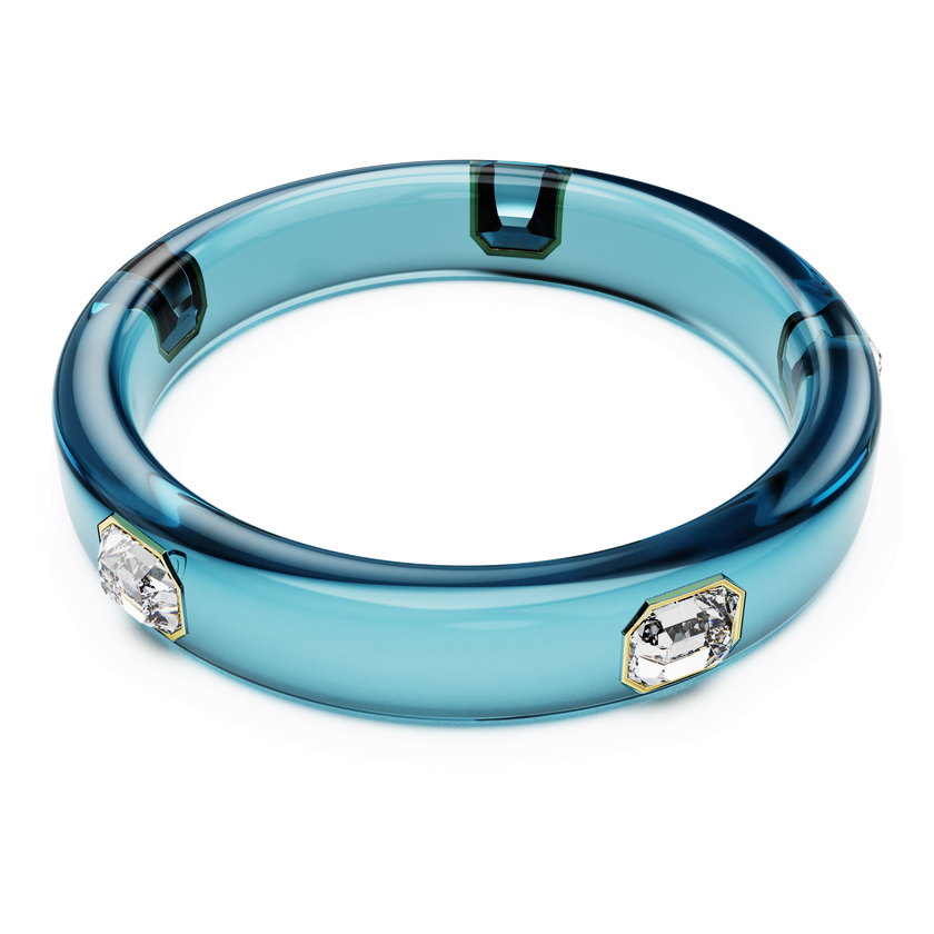 swarovski dulcis bangle  octagon cut  blue  gold tone plated