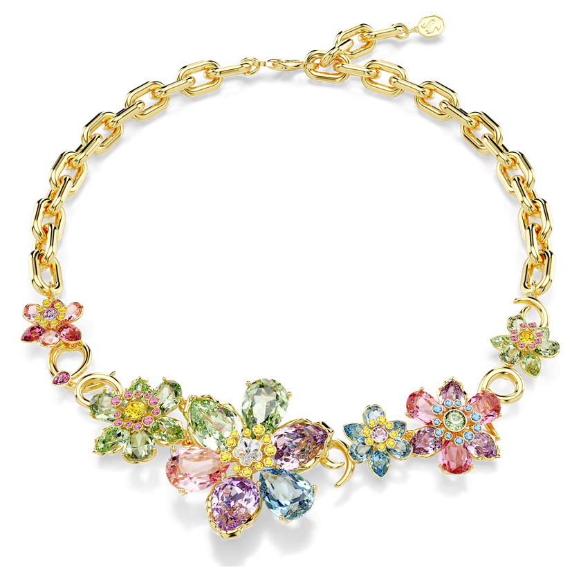 swarovski عقد idyllia، قطع متنوع، شكل زهرة، ألوان متعددة، لمسة نهائية من الذهب عيار 18 قيراط