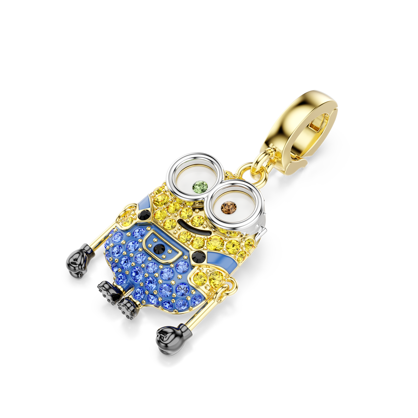 swarovski minions bob charm  pav   multicolored  18k gold finish