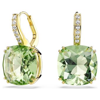 swarovski أقراط متدلية millenia، قطع الوسادة، لون أخضر، لمسة نهائية من الذهب عيار 18 قيراط