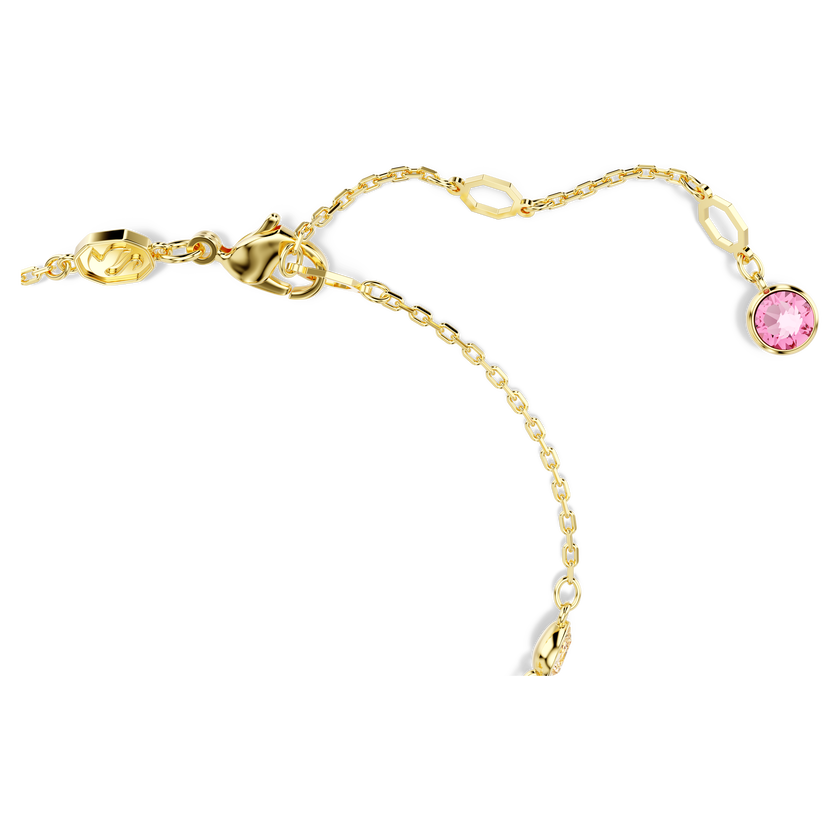 swarovski gema bracelet  mixed cuts  flower  pink  gold tone plated