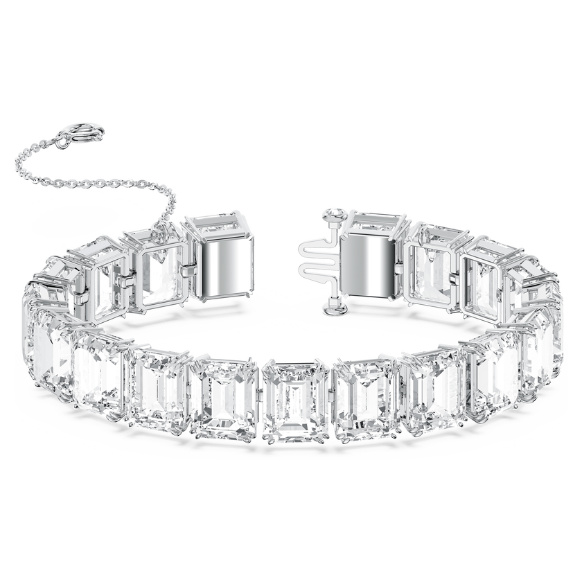 swarovski millenia bracelet  small octagon cut crystals  white  rhodium plated