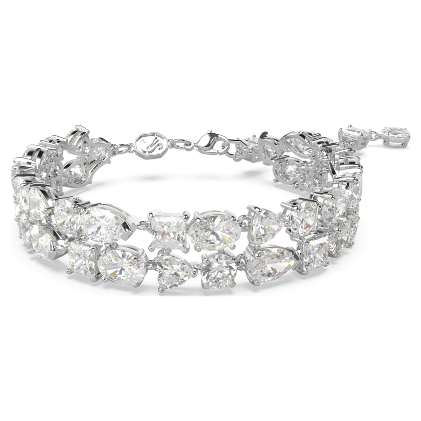 swarovski mesmera bracelet  mixed cuts  white  rhodium plated