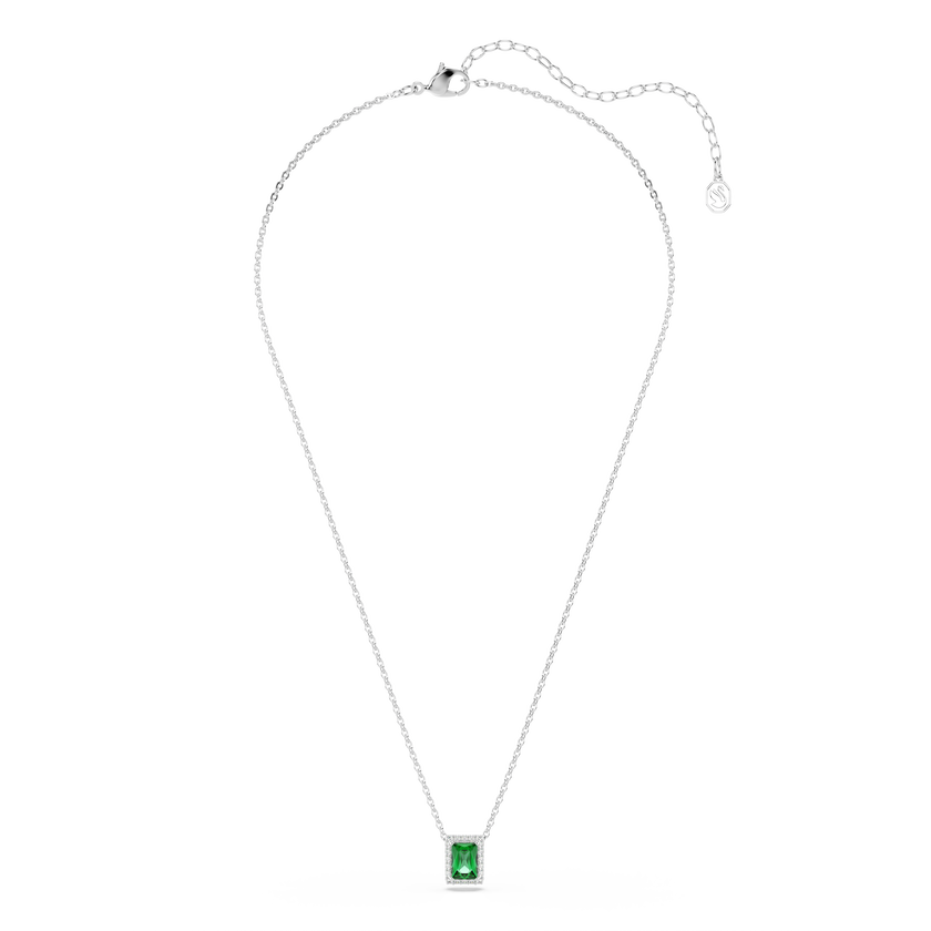 swarovski قلادة una angelic، قطع مستطيل، أحجار كريستال صغيرة متراصة، لون أخضر، طلاء روديوم