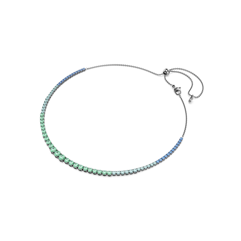 swarovski عقد matrix tennis، قطع مستدير متدرج، ألوان متعددة، طلاء روثينيوم