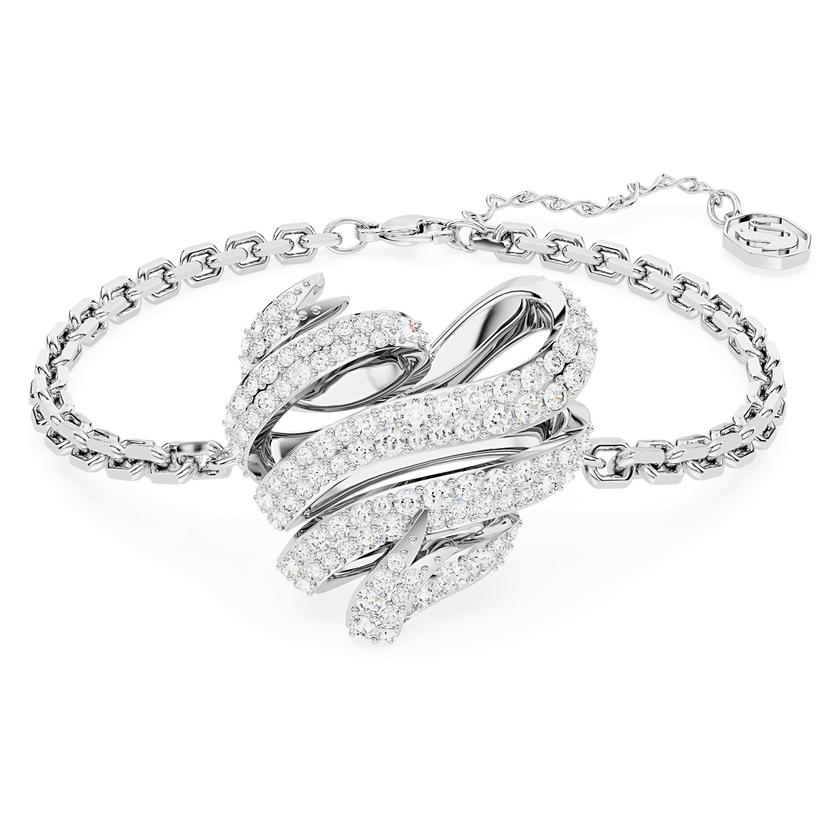 swarovski hyperbola bracelet  heart  white  rhodium plated