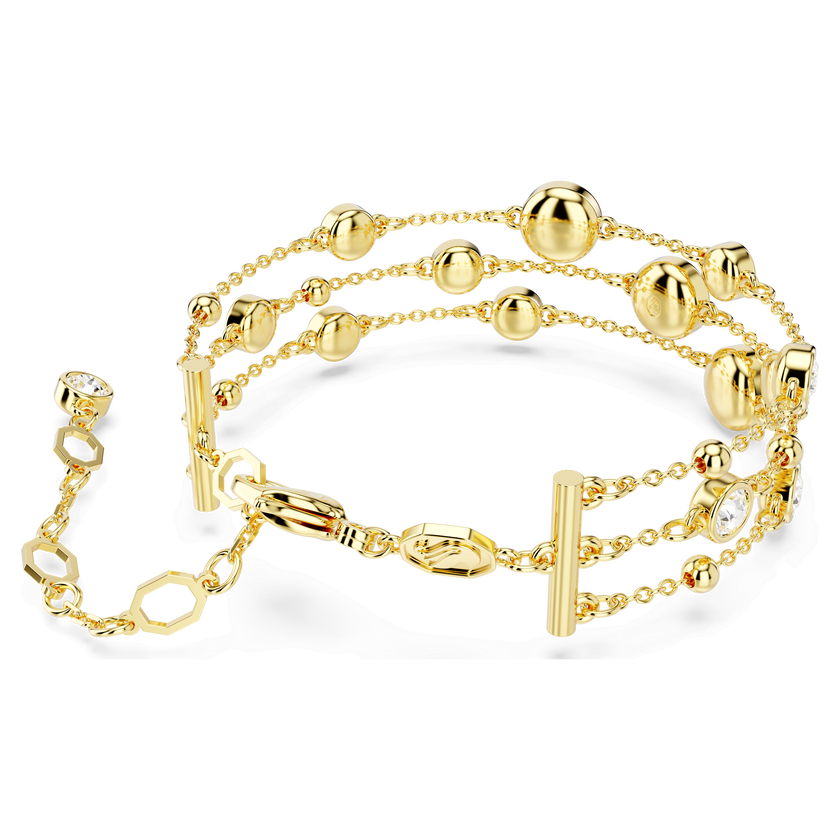 swarovski imber wide bracelet  round cut  white  gold tone plated