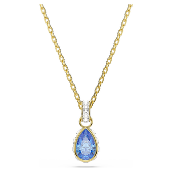swarovski قلادة chroma، قطع على شكل كمثرى، لون أزرق، لمسة نهائية من الذهب عيار 18 قيراط