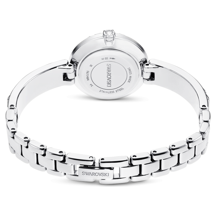 swarovski ساعة matrix bangle، صناعة سويسرية، سوار كريستال، لون أبيض، ستانلس ستيل