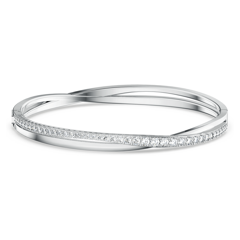 swarovski hyperbola bangle  white  rhodium plated