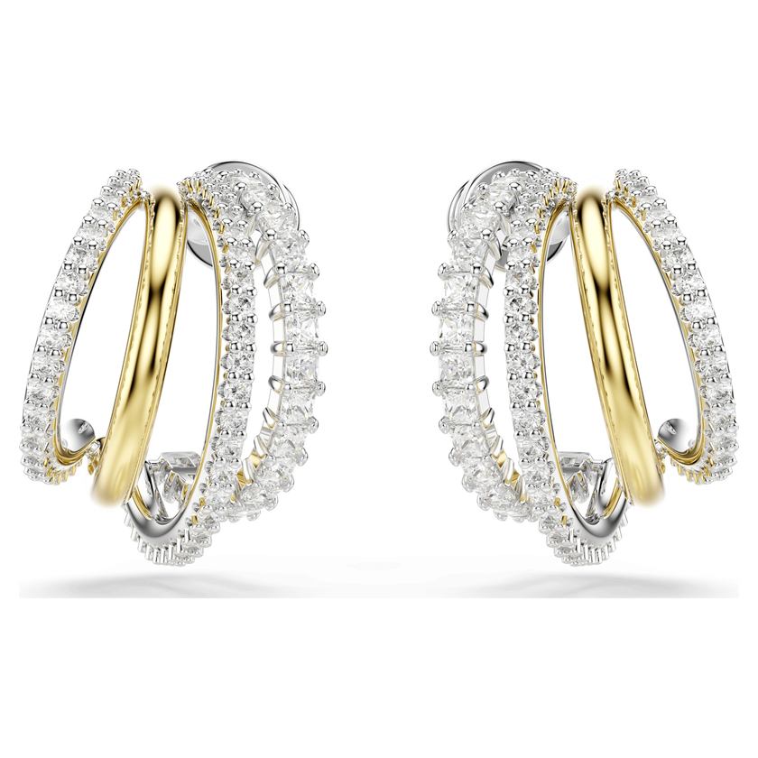 swarovski hyperbola hoop earrings  mixed cuts  mini  white  mixed metal finish