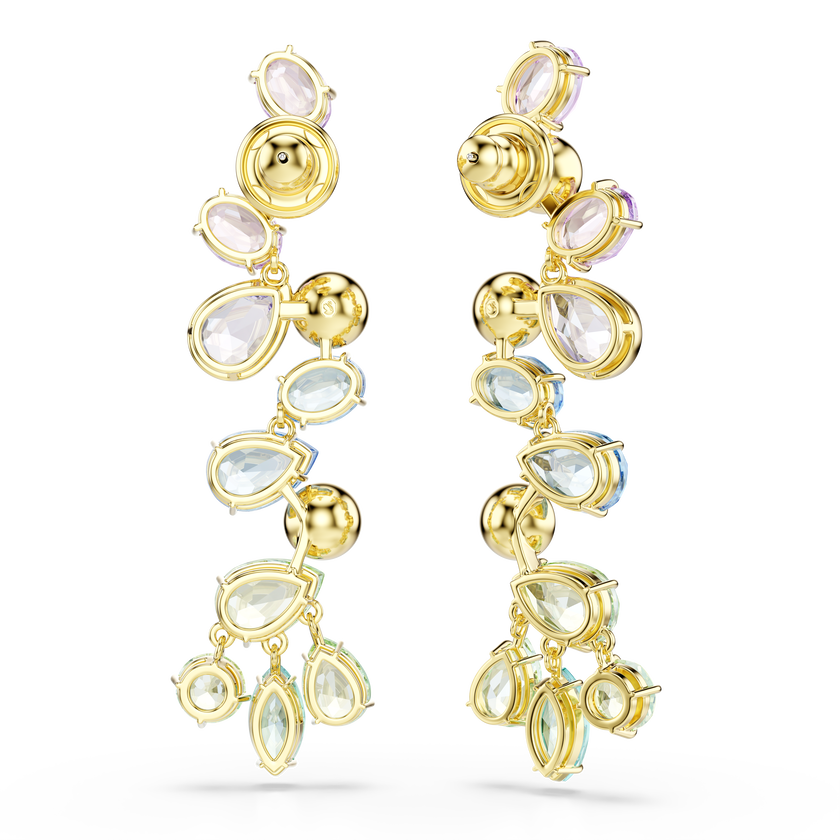 swarovski أقراط متدلية gema، قطع متنوع، تصميم ثريا، طويلة، ألوان متعددة، لمسة نهائية من الذهب عيار 18 قيراط